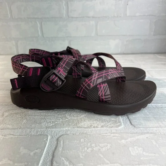 Chaco Sandals Women 9 Z/1 Classic Hiking Strappy Comfort Flat Brown Pink Outdoor - Picture 2 of 12